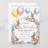 invitation à la douche bébé rose floral (Devant / Derrière)