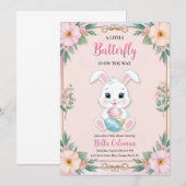 invitation à la douche bébé rose floral (Devant / Derrière)