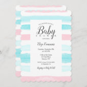 Invitation à la douche Bébé Stripes (Devant / Derrière)