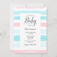 Invitation à la douche Bébé Stripes