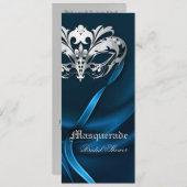 Invitation à la douche bleue mascarade d'argent (Devant / Derrière)