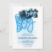 Invitation à la douche bleue pour bébé moderne (Devant)