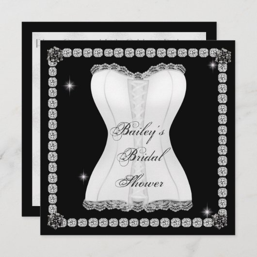 Invitation à la douche BRIDAL BLING (Devant / Derrière)