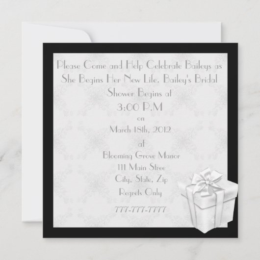 Invitation à la douche BRIDAL BLING (Dos)