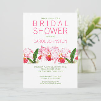 INVITATION À LA DOUCHE BRIDAL DES ORCHIDES ROSES M