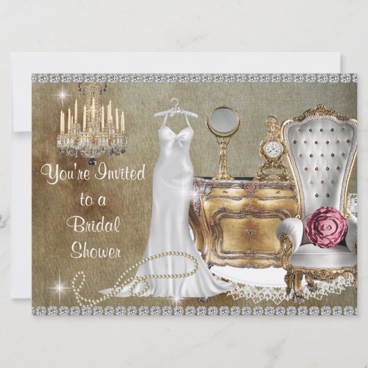 INVITATION À LA DOUCHE BRIDAL VINTAGE (Devant)