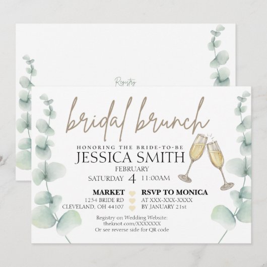 Invitation à la douche Brunch nuptiale (Devant / Derrière)