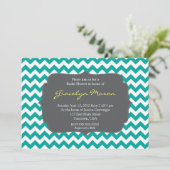 invitation à la douche Chevron turquoise et grise (Debout devant)