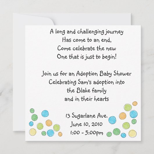 invitation à la douche d'adoption (Dos)