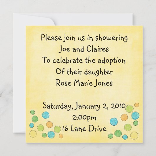 invitation à la douche d'adoption (Dos)