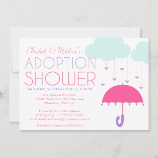 Invitation à la douche d'adoption avec parapluie r (Devant)