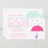 Invitation à la douche d'adoption avec parapluie r (Devant / Derrière)