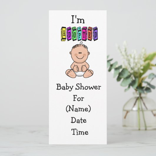 Invitation à la douche d'adoption pour bébé - Cauc (Debout devant)