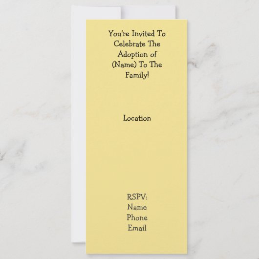 Invitation à la douche d'adoption pour bébé - Cauc (Dos)