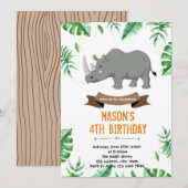 Invitation à la douche d'anniversaire Rhino (Devant / Derrière)