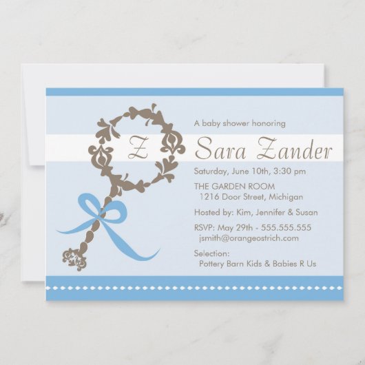 Invitation à la douche de bébé garçon de race (Devant)