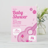 Invitation à la douche de bébé musicale rose (Debout devant)