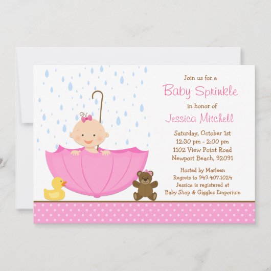 Invitation à la douche de bébé saupoudrée pour une (Devant)