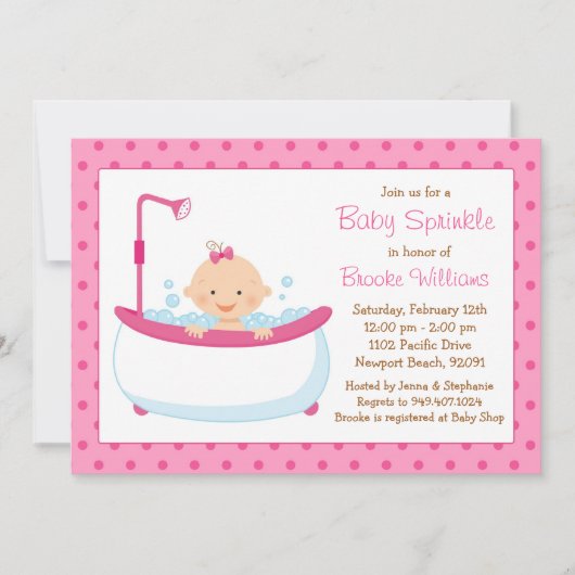 Invitation à la douche de bébé saupoudrée pour une (Devant)