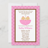 Invitation à la douche de bébé Twin Baby Girl (Devant)