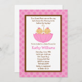 Invitation à la douche de bébé Twin Baby Girl (Devant / Derrière)