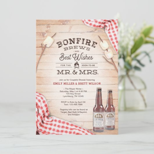 Invitation à la douche de bonfire Couple (Debout devant)