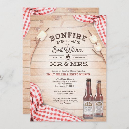 Invitation à la douche de bonfire Couple (Devant / Derrière)