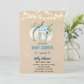 Invitation à la douche de citrouille à fleurs bleu (Debout devant)