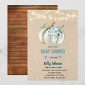 Invitation à la douche de citrouille à fleurs bleu (Devant / Derrière)