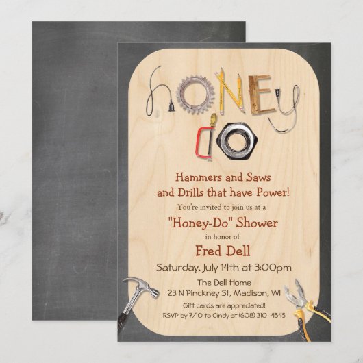 Invitation à la douche de couple Honey Do (Devant / Derrière)