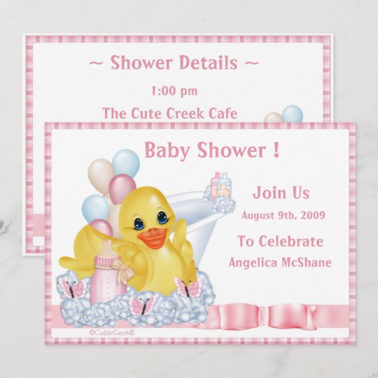 Invitation à la douche de CuddleCreek® BathTimeDuc (Devant / Derrière)