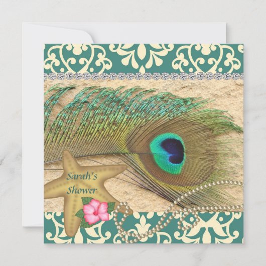 INVITATION À LA DOUCHE DE DAMASK PEACOCK BEACH (Devant)