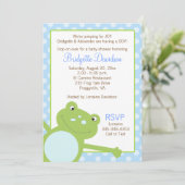 Invitation à la douche de grenouille verte (bleu)  (Debout devant)