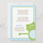 Invitation à la douche de grenouille verte (bleu)  (Dos)