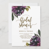 invitation à la douche de la mariée à fleurs viole (Devant)
