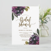 invitation à la douche de la mariée à fleurs viole (Debout devant)