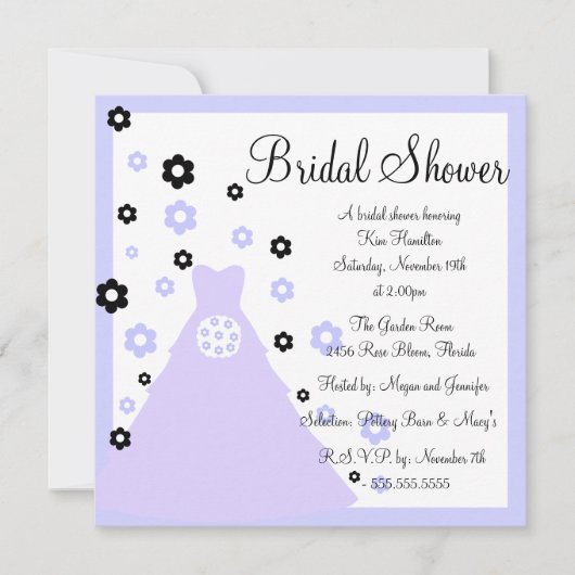 Invitation à la douche de la mariée de couleur vio (Devant)