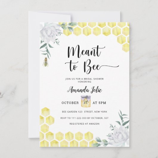 Invitation à la douche de la mariée de Mee (Devant)