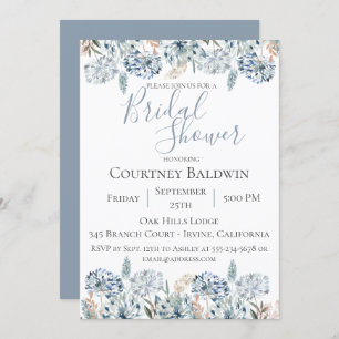 Invitation à la douche de la mariée Dusty Blue Bot