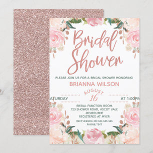 Invitation à la douche de la mariée Floral Rose
