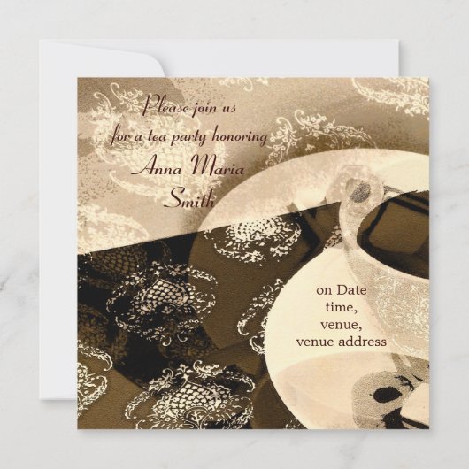 Invitation à la douche de la mariée pour le thé (Dos)