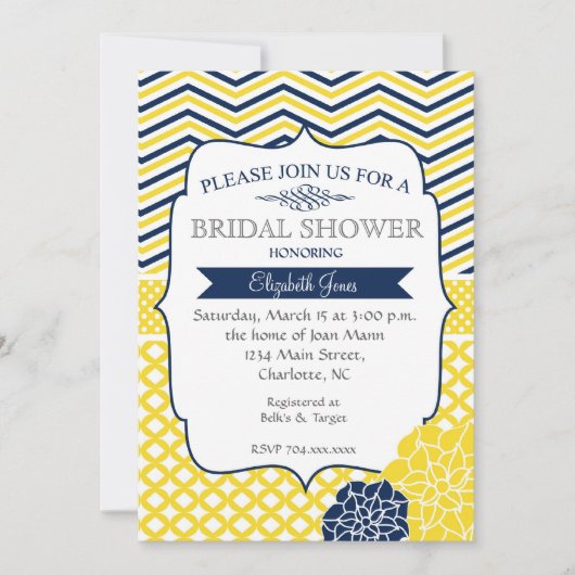 Invitation à la douche de la Marine Bleue et Jaune (Devant)