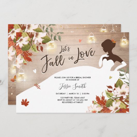 Invitation à la douche de la nuptiale Fall in Love (Devant / Derrière)