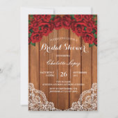 Invitation à la douche de la nuptiale rouge Bois r (Devant)