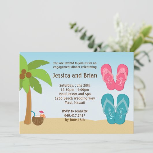 Invitation à la douche de mariage de plage (Debout devant)