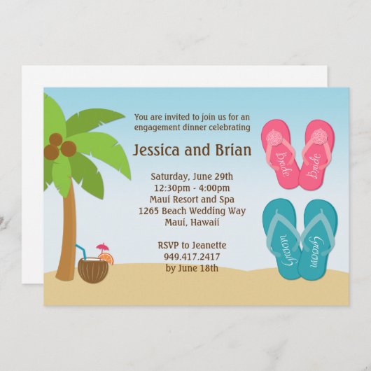 Invitation à la douche de mariage de plage (Devant / Derrière)