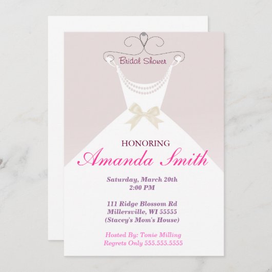 Invitation à la douche de mariée (Devant / Derrière)