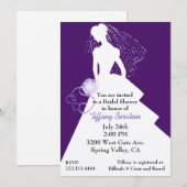 Invitation à la douche de mariée violette et blanc (Devant / Derrière)