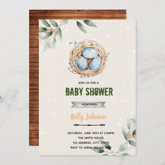 Invitation à la douche de nid d'oiseau (Devant / Derrière)