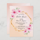 Invitation à la douche de nuptiale à rose floral t (Devant / Derrière)